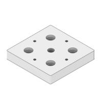 32-9090M12S-0 MODULAR SOLUTIONS FOOT & CASTER CONNECTING PLATE<BR>90MM X 90MM, M12 HOLE, SOLID ALUMINUM